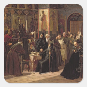 Der Aufruhr des Solovetsy Klosters Quadratischer Aufkleber