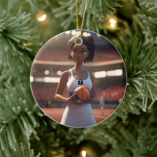 Der Aufstieg des braunhäutigen Netballspielers Keramik Ornament (Baum)