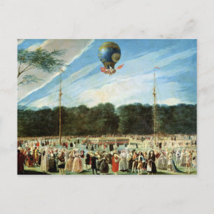 Der Aufstieg des Montgolfier Ballons an Postkarte
