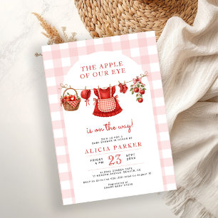 Der Augapfel unseres rosa Gingham-Mädchens Baby-Pa Einladung