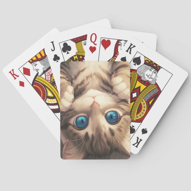 Der Augenblick eines blauen Mit Augen Kätzchens Spielkarten (Rückseite)