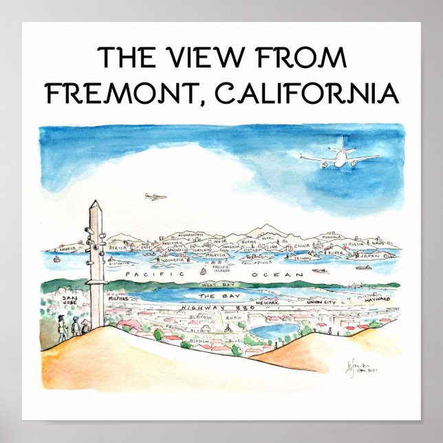 Der Ausblick aus Fremont, Kalifornien Poster (Vorne)