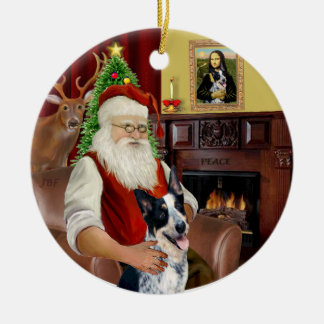 Der australische Rinderhund des Weihnachtsmanns #1 Keramikornament