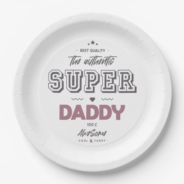 Der authentische Superdaddy Pappteller (Vorderseite)