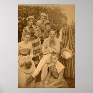 Der Autor Leo Tolstoi mit seiner Familie Poster