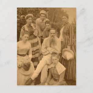 Der Autor Leo Tolstoi mit seiner Familie Postkarte