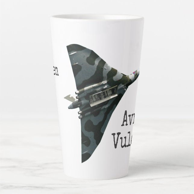 Der Avro Vulkan im Flug, personalisierter Name gro Milchtasse (Vorderseite)