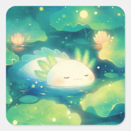 Der Axolotl-Blumentraum Quadratischer Aufkleber