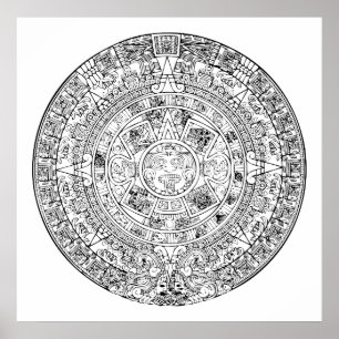 Der aztekische Sonnenkalender Kreisförmiges Stein- Poster
