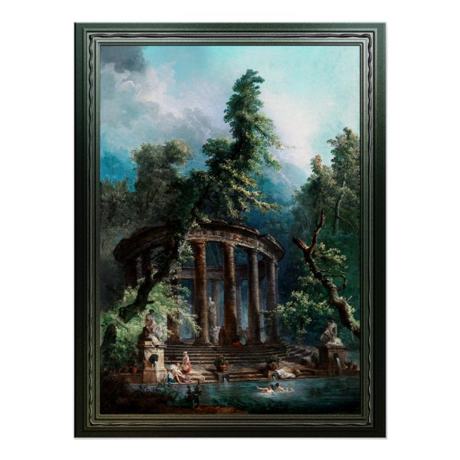 Der Badepool von Hubert Robert 2. Ausgabe Poster (Vorderseite)