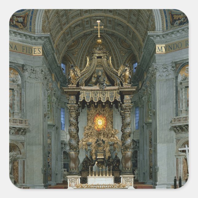 Der Baldacchino, der Hochaltar und der Stuhl Quadratischer Aufkleber (Vorderseite)