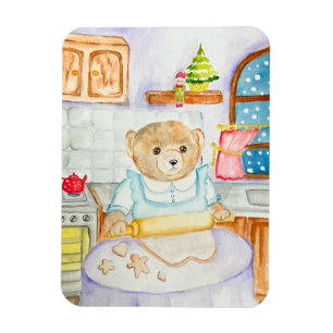 Der Bär backt Lebkuchen Magnet