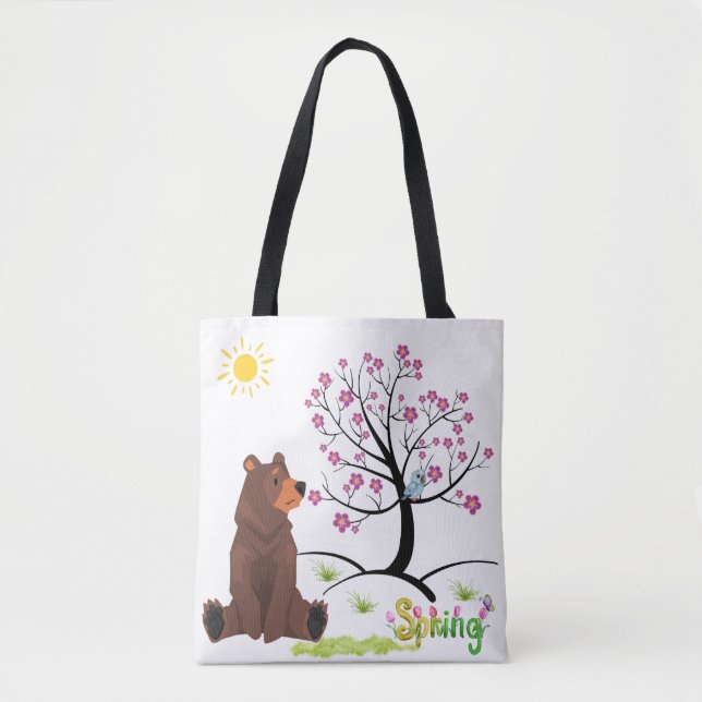 Der Bär beobachtet den blühenden Baum und den blüh (Vorderseite)