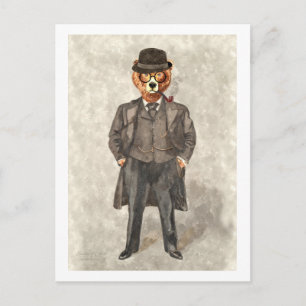 Der Bär ist ein lustiger Bär in einem Anzug Postkarte