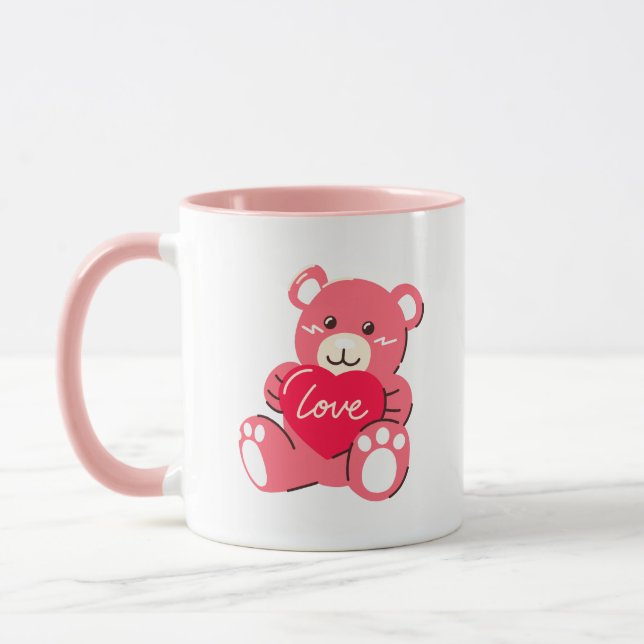 Der Bär mit Herz, modernes Kunstdesign Tasse (Links)