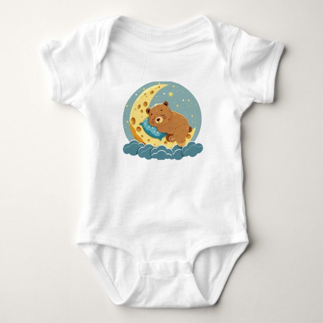 Der Bär schläft auf dem Mond Baby Strampler (Vorderseite)