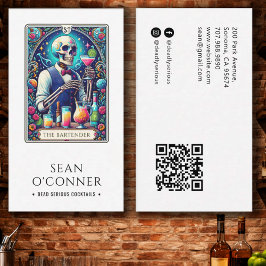 Der Barkeeper Tarot Skelett QR Visitenkarte