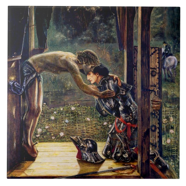 Der barmherzige Ritter von Edward Burne-Jones Fliese (Vorderseite)