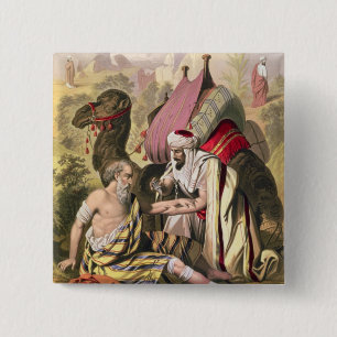 Der barmherzige Samariter, von einer Bibel Button