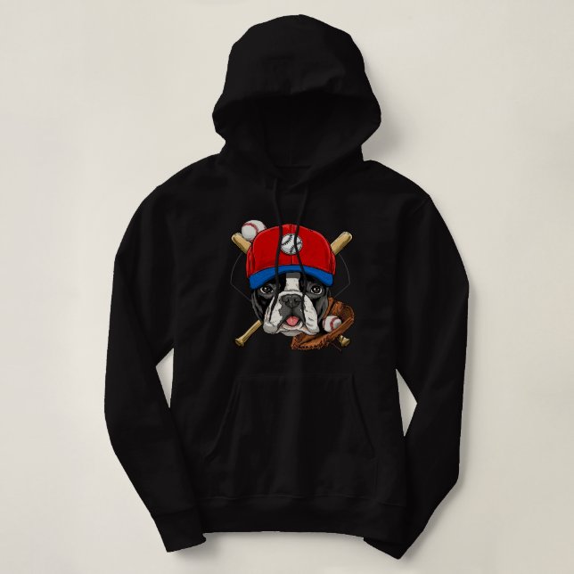Der Baseball-Hund in Frankreich liebt Baseball-Spi Hoodie (Design vorne)