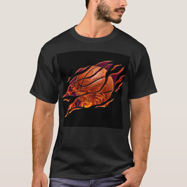 Der Basketball mit Flammen T-Shirt (Vorderseite)