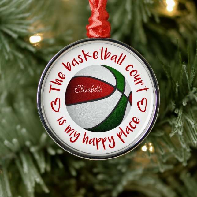 Der Basketballplatz ist mein glücklicher Ort Ornament Aus Metall (Baum)