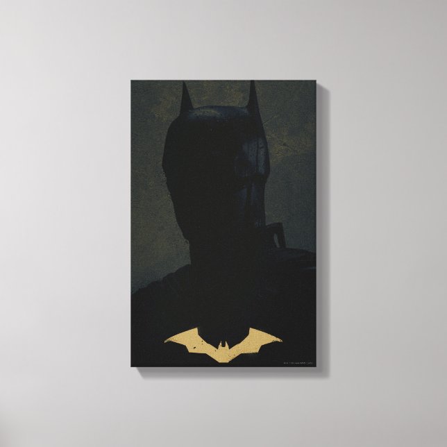 Der Batman mit dem goldenen Bat-Symbol Leinwanddruck (Vorderseite)