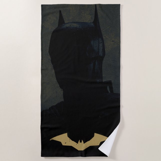 Der Batman mit dem goldenen Bat-Symbol Strandtuch (Vorderseite)