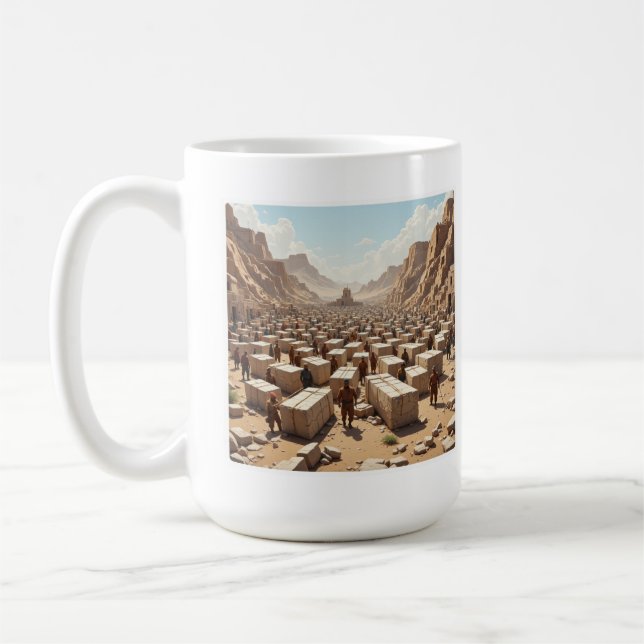 Der Bau der Pyramiden Kaffeetasse (Links)