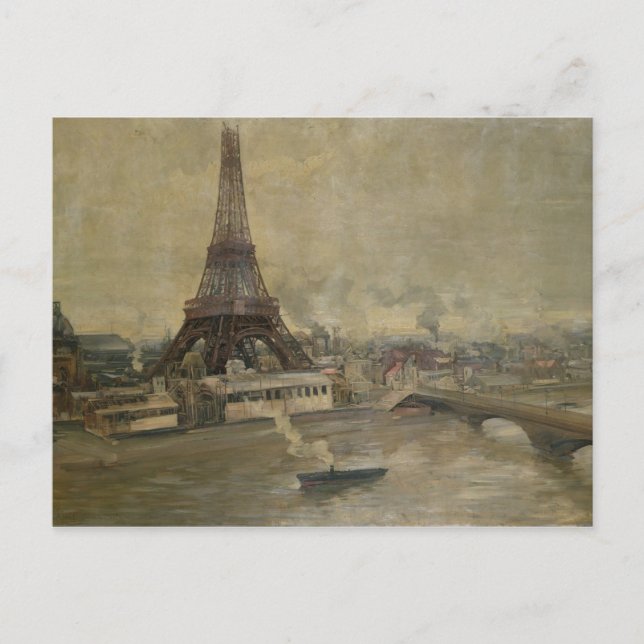 Der Bau des Eiffelturms Postkarte (Vorderseite)