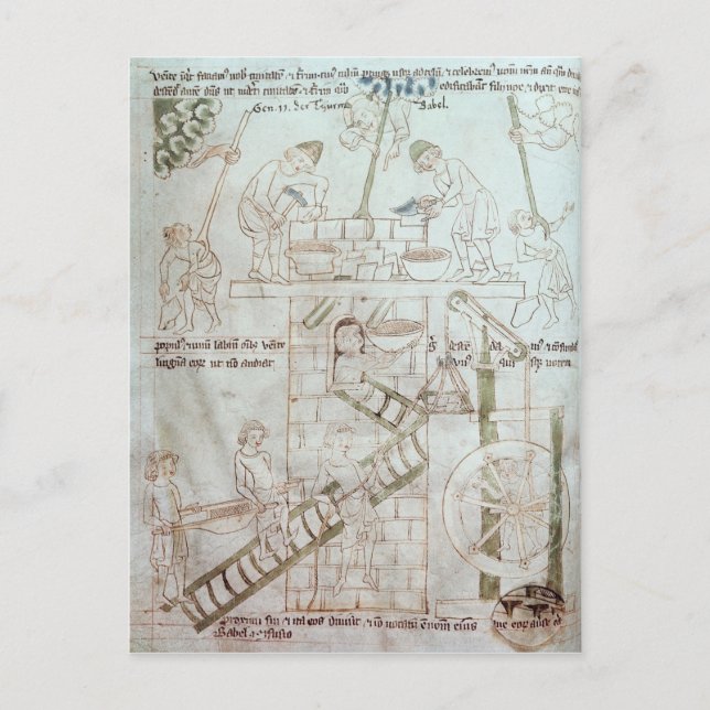 Der Bau des Turms von Babel Postkarte (Vorderseite)