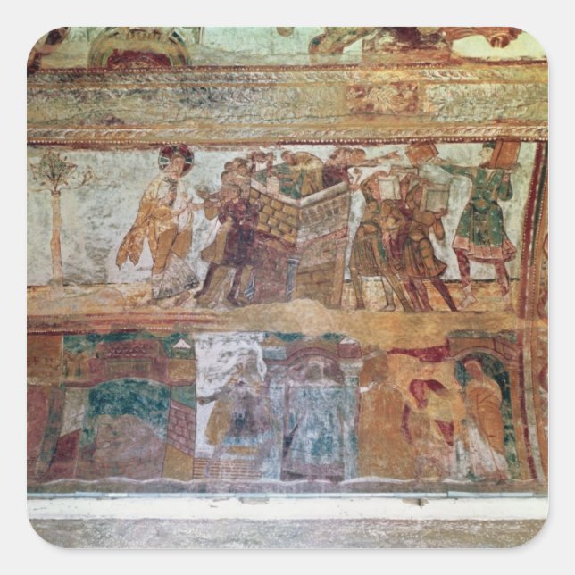 Der Bau des Turms von Babel Quadratischer Aufkleber (Vorderseite)