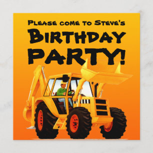 Der Bau-Party-Gelb-Gräber des Kindes Einladung