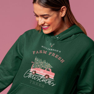 Der Bauernhof Frische Weihnachtsbaumen Pink Retro Hoodie