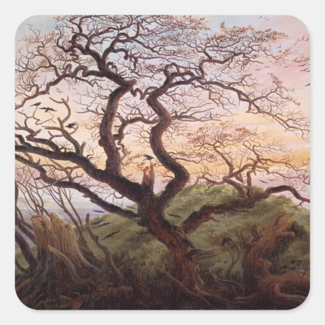 Der Baum der Krähen, 1822 Quadratischer Aufkleber (Vorderseite)