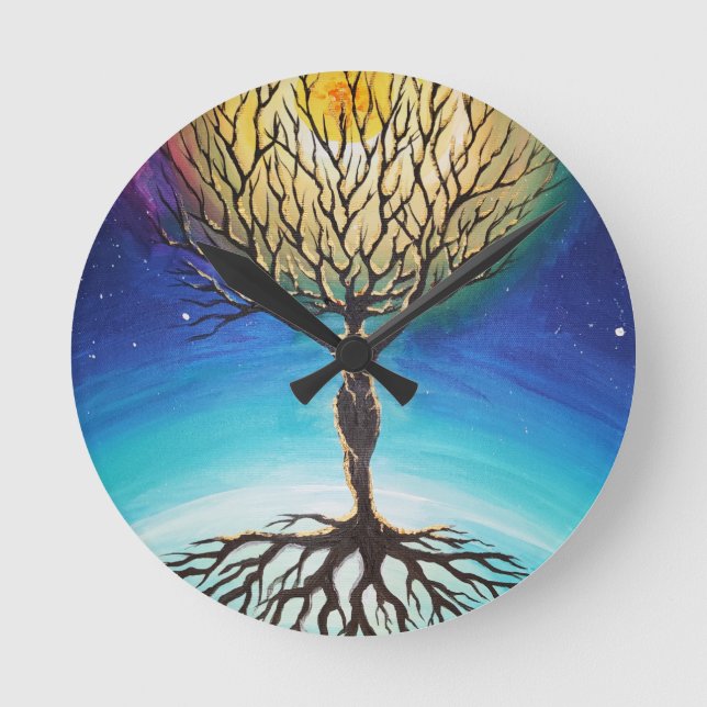 Der Baum des Egos Runde Wanduhr (Vorderseite)