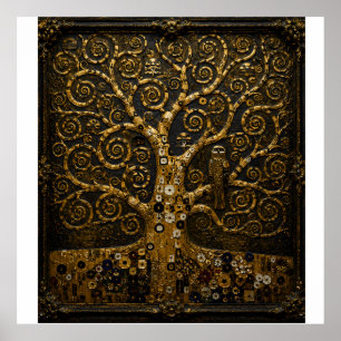 Der Baum des Lebens gerahmte Reliefkunst Golden Poster