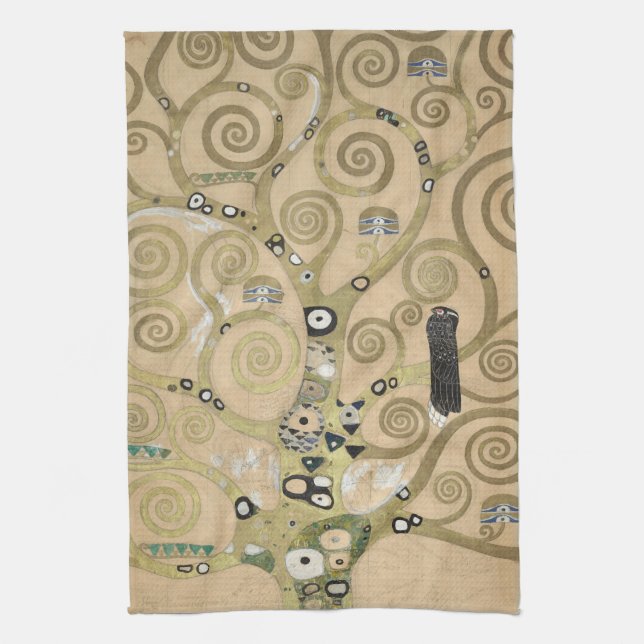 Der Baum des Lebens, Gustav Klimt Ölmalerei  Geschirrtuch (Vertikal)