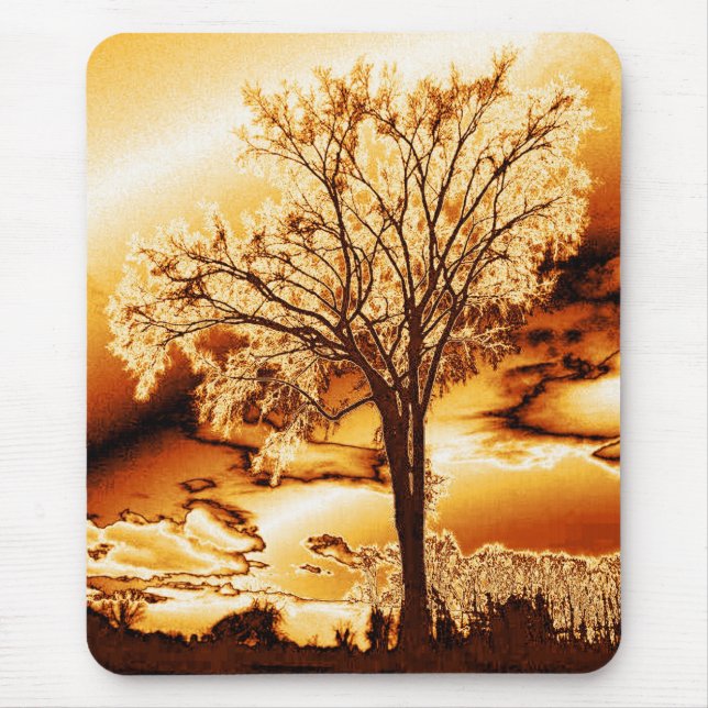 Der Baum des Lebens in geschmolzenem Gold Mousepad (Vorne)