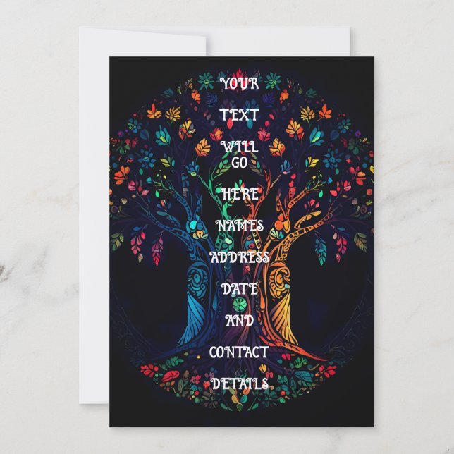 Der Baum des Lebens in voller gestetteter Glasmosa Einladung (Vorderseite)