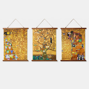 Der Baum des Lebens, Klimt Poster Wandteppich Mit Holzrahmen