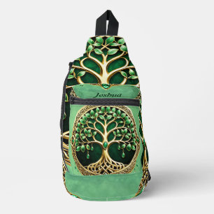 Der Baum des Lebens mit keltischen Knoten. Crossbody Bag