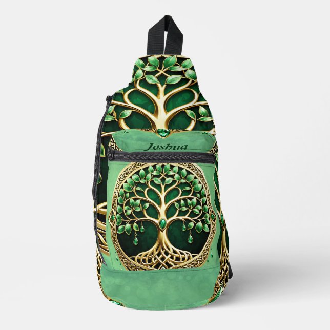Der Baum des Lebens mit keltischen Knoten. Crossbody Bag (Vorderseite)