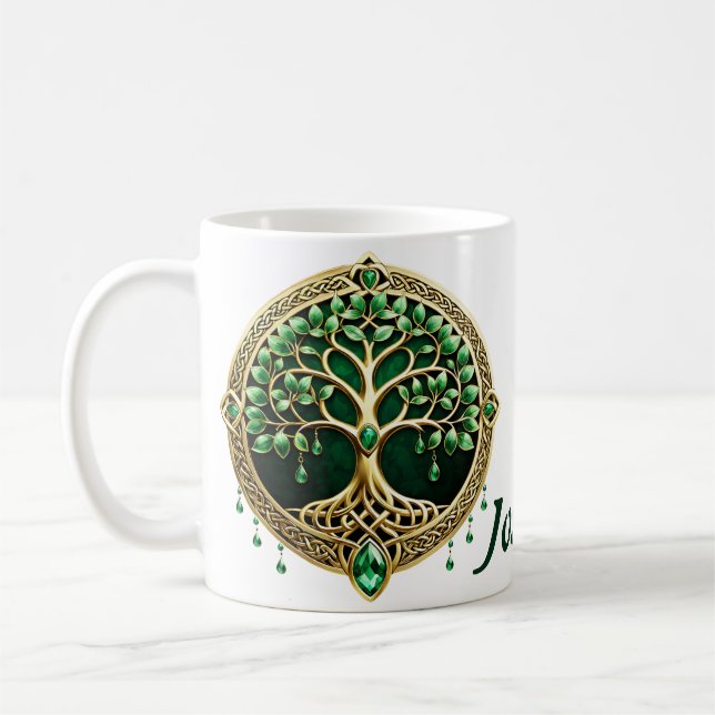Der Baum des Lebens mit keltischen Knoten. Kaffeetasse (Links)