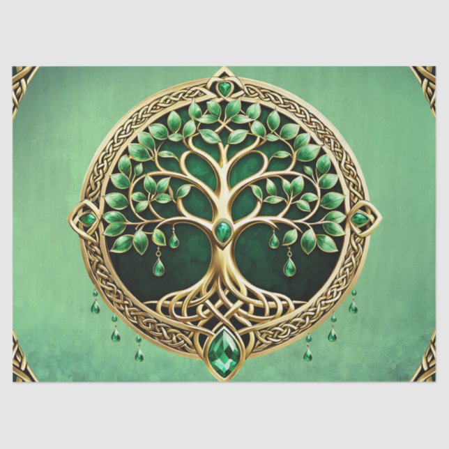 Der Baum des Lebens mit keltischen Knoten. Seidenpapier (Vorderseite)