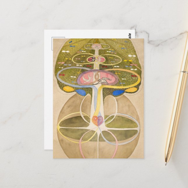 Der Baum des Wissens von Hilma af Klint Postkarte (Vorderseite/Rückseite Beispiel)