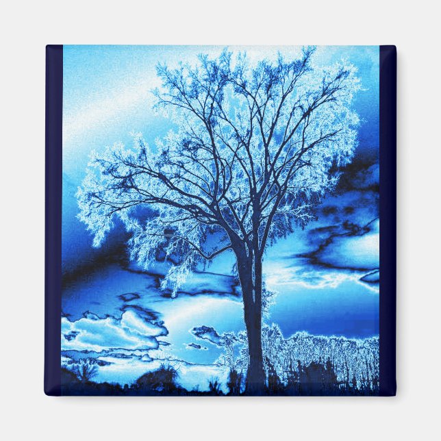 Der Baum im blauen Eismagnet Magnet (Vorne)