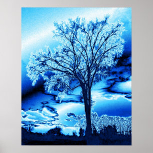 Der Baum im Eisblauen Poster