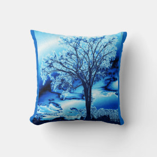 Der Baum in blauem Eiswürfelkissen Kissen