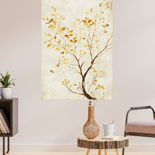 Der Baum mit goldenen Blättern ist ein beliebtes W Poster